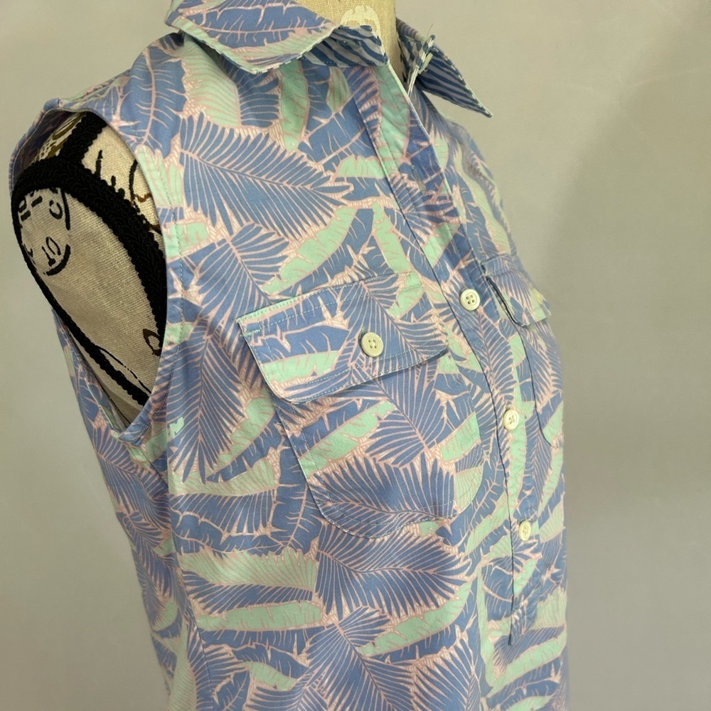 Vineyard Vines Blue and Pink Leaf Print Dress - Picture 7 of 15